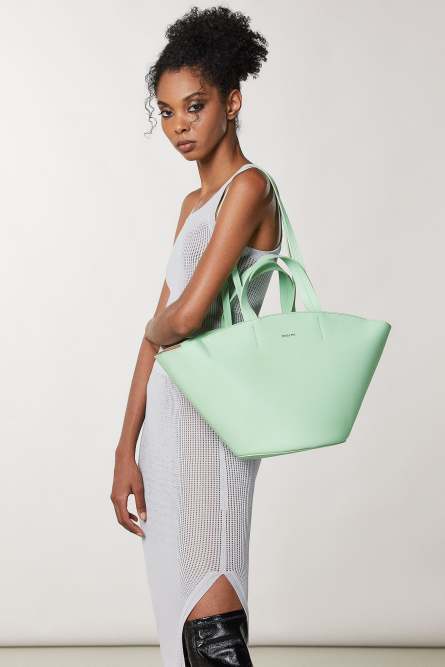 Shopping bag in pelle, Verde, Patrizia Pepe